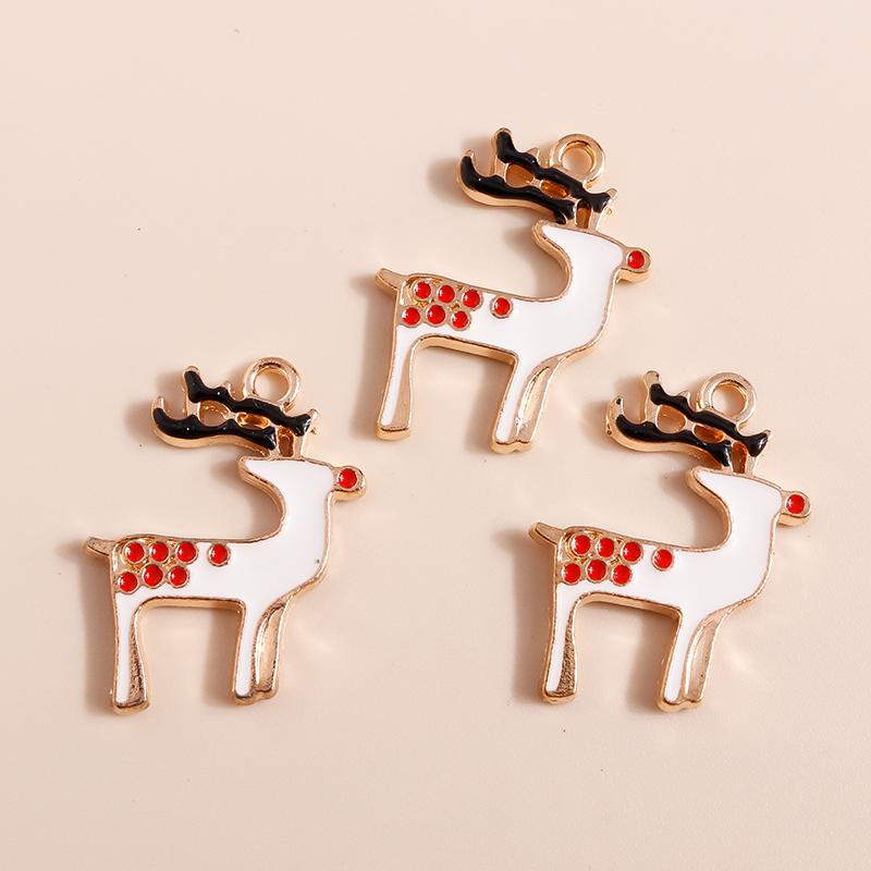 10pcs Enamel Christmas Tree Snowman Pendants Charms for Jewelry Making Earrings Necklace DIY Bracelet Accessories Supplies