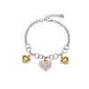 Europäischer Bestseller: 18K Goldplattiertes Edelstahl Herz Anhänger Halskette & Armband Set mit Zirkonia, Wasserdichter Schmuck.