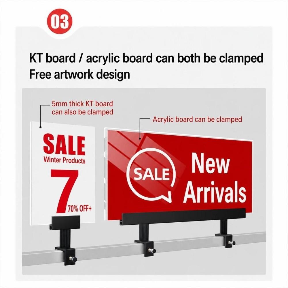Durable Hard Plastic POP Sign Holder Adjustable C-Clamp Retail Poster Clip Banner Holder Supermarket