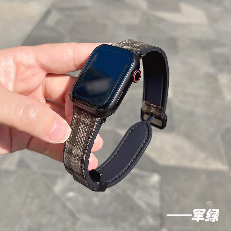 Watchband Silicone+ Woolen Woolen Fabric Strap For Apple Watch Band 49mm 44mm 45mm 42mm 40mm Accessories Bracelet for iWatch Ultra Series