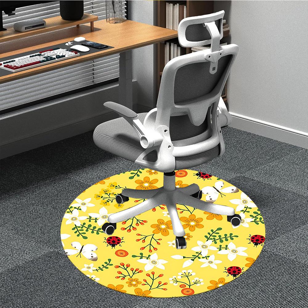 

1pc Floral Pattern Chair Carpet for Office Non-Slip, Machine Washable Rug for Office, Room - Polyester, Machine Made yy251029164 80cm by 80cm