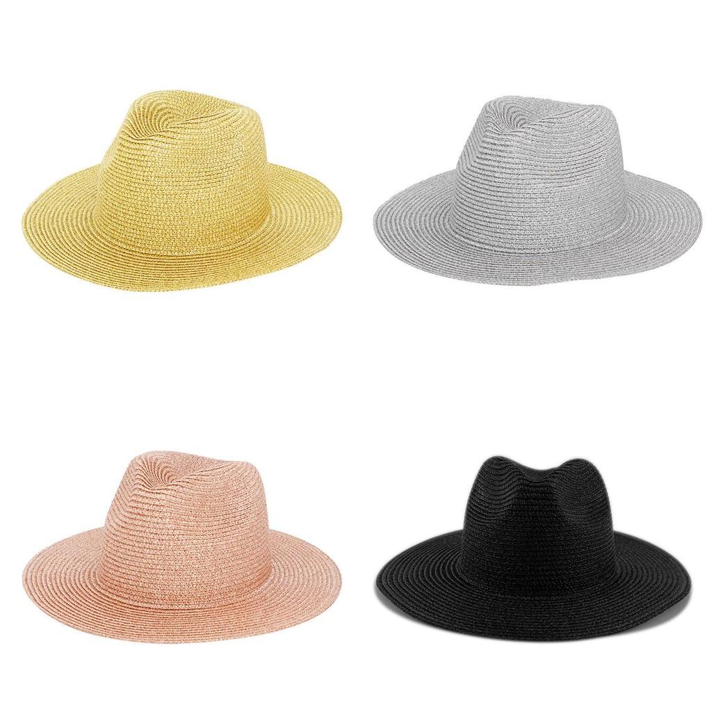 Colored Straw Plain Hat  Outdoor Wide Brim Sun Hats Uv Protection Outings Casual