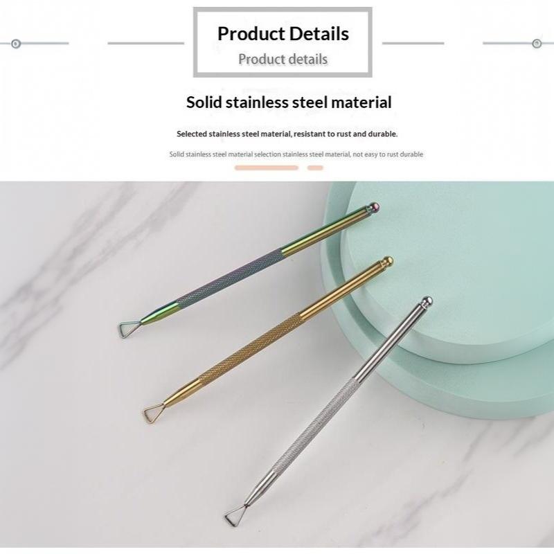 Holographic Stainless Steel Cuticle Pusher Anti-Rust Long Lasting Nail Remover Scraper for Professional Nail Salon Supplies