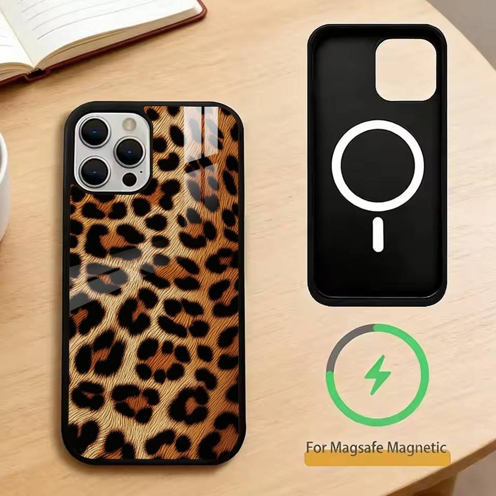 Leopard Print Tiger Skin   Phone Case For iPhone17,16,15,14,13,12,11 Plus,Pro Magnetic For Magsafe Wireless Charging