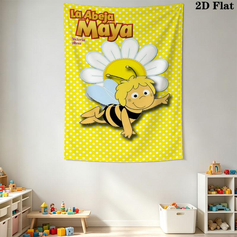 Maya the Bee Wall Tapestry Aesthetic Wall Hanging Printed Fabric Blanket Decorative Tapestries for Bedroom Living Room Home Decor
