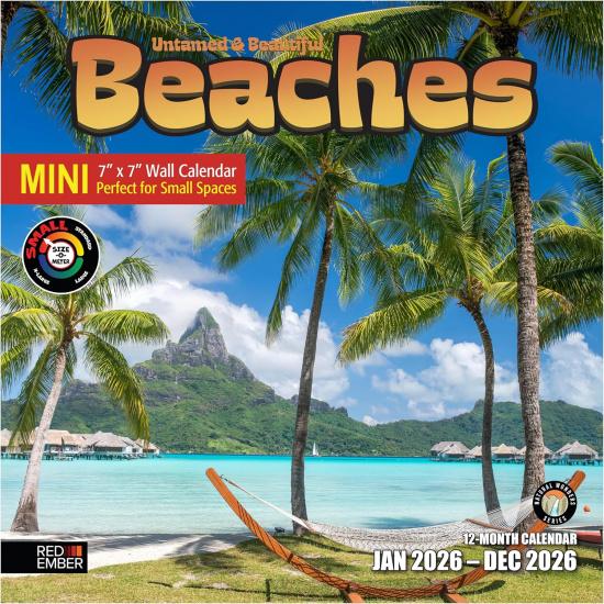 RED EMBER Untamed & Beautiful Beaches 2026 Wall Calendar 12 Month | 12  x 24  Open | Thick & Sturdy Paper | Holiday Gift | Tropical Beach Calendar New 2026