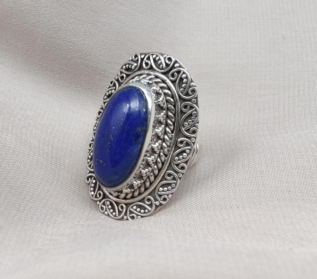 Lapis Lazuli Sterling Silver Ring: Handmade Ethnic Boho Jewelry
