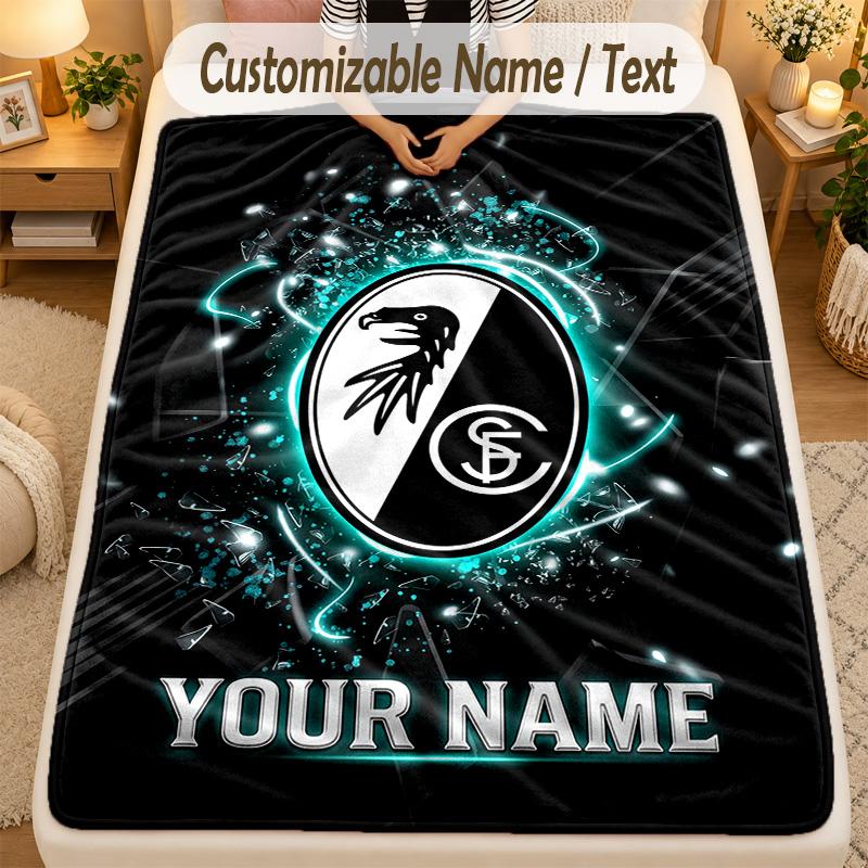 Flannel BlanketSC Freiburg FC Custom Name Text Personalized Soft Warm Throw Blanket Home Decor Gift