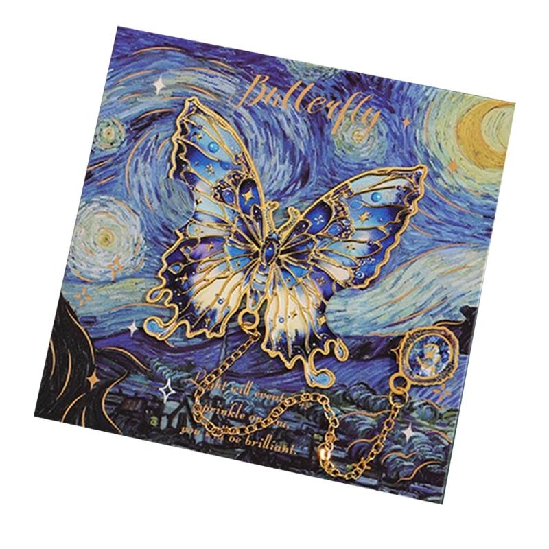 Engraved Butterfly Bookmarks with Pendant Butterfly Metal Bookmarks for Teacher Book Lover Adult Reading Accessories