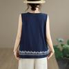 oversized cotton vintage embroidery Casual loose tank tops for Women summer vest t-shirt