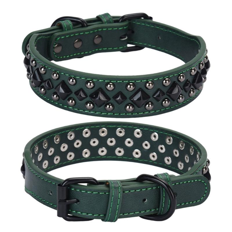 Stili Pelle Collare per Animali Domestici Morbido Comodo Collare per Cani Regolabile Borchie Collare per Indossare Comodamente