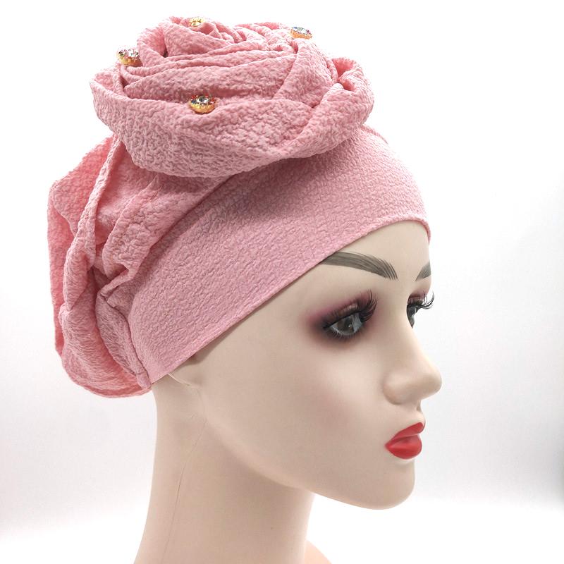 Women's Muslim Hot Rhinestone Pan Flower Hat Side Pan Flower Head Hat