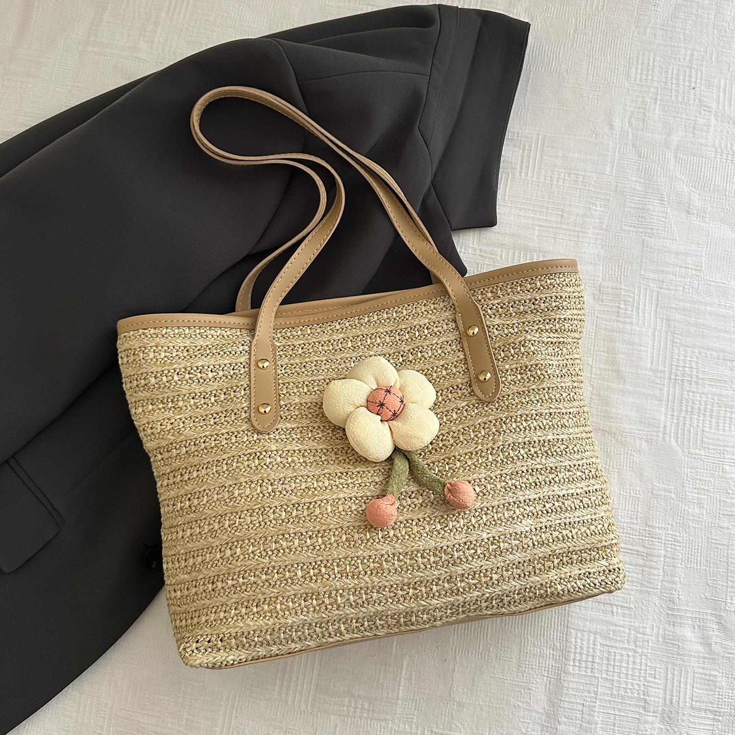 

Вместительная соломенная сумка-ведро для通勤, женская, новая летняя трендовая модная сумка на плечо/подмышку 2025 хаки