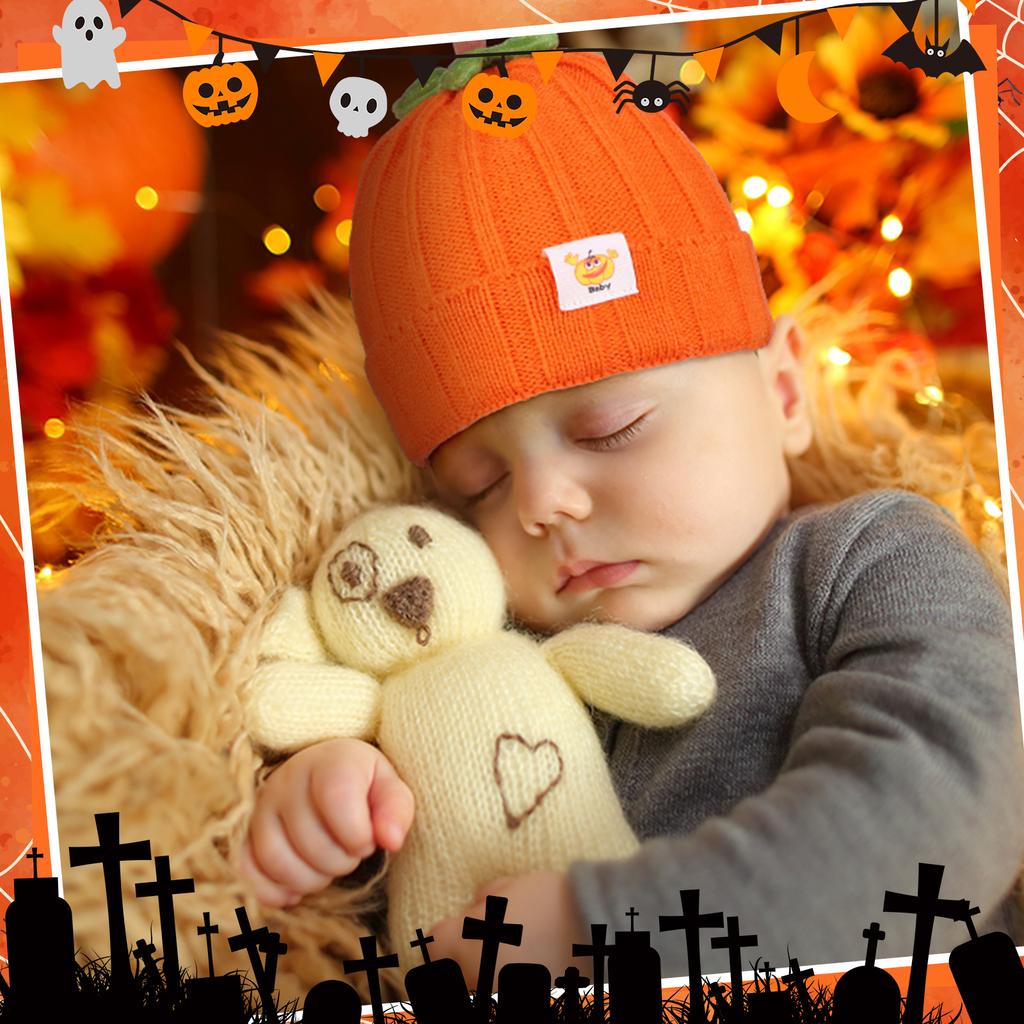 2 Pack Halloween Baby Pumpkin Hat Trick Or Treat Newborn Infant Knitted Pumpkin Costume Winter Knitted Beanie Hats For Boys Girl