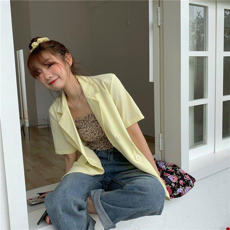 Chic Girl Korean High-quality Short-sleeve Suit Jacket Soft And Exquisite Fabric