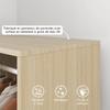 Wardrobe Closet Shelf 2 Compartments Wardrobe 4 Swivel Casters dim. 60L x 40W x 128H cm Natural Wood