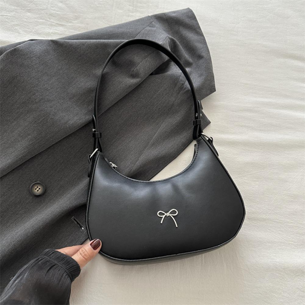 Luxury New Design Bowknot Armpit Bag Solid Color Large Capacity Y2K Handbag PU Leather Bowknot Underarm Bag