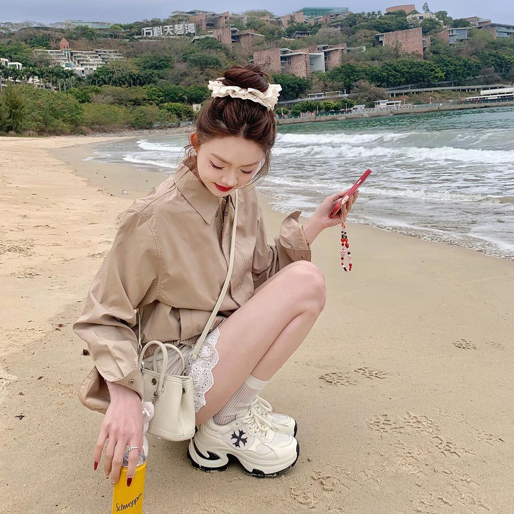 Cowhide Version~ Grape Mother, the Same Style Has an Inner Height Increase of 7cm, Fashionable Height Increase, Lace-up Versatile Casual Sports Shoes,