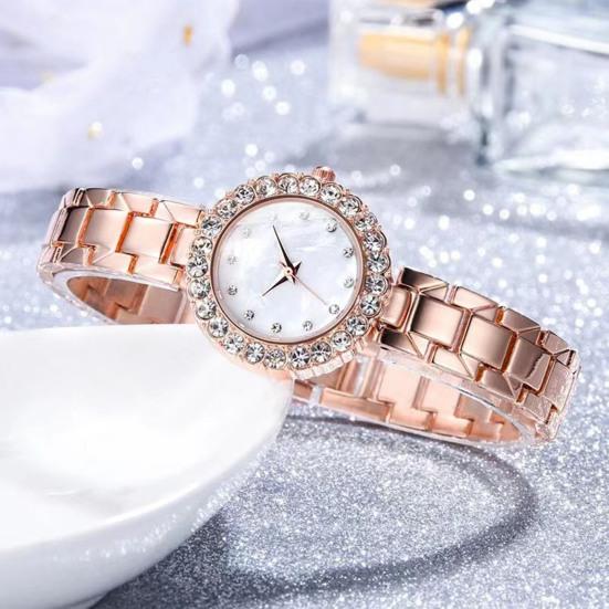 Ladies Bracelet Watch Rhinestone Quartz Analog Watch Sparkling Round Dial Wristwatch for Women Daily Party Date Wear