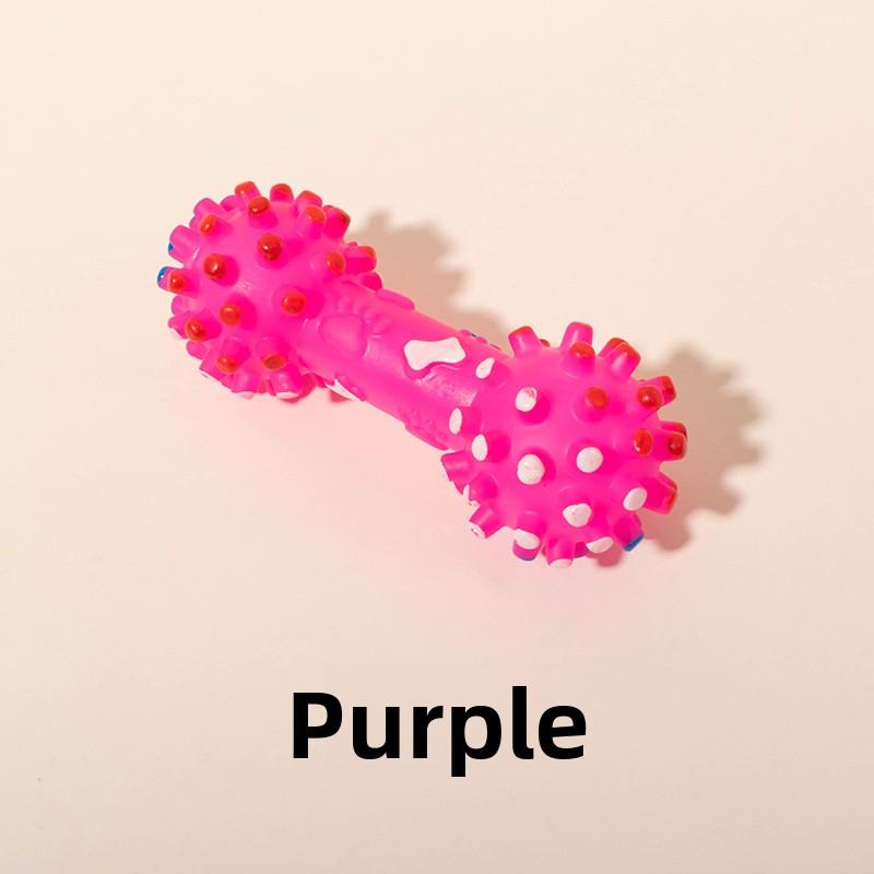 Rubber-coated Toy Large Barbell with Spikes - Toothbrushing and Teeth-cleaning Pet Sound-producing Toy Dumbbell - Large Size