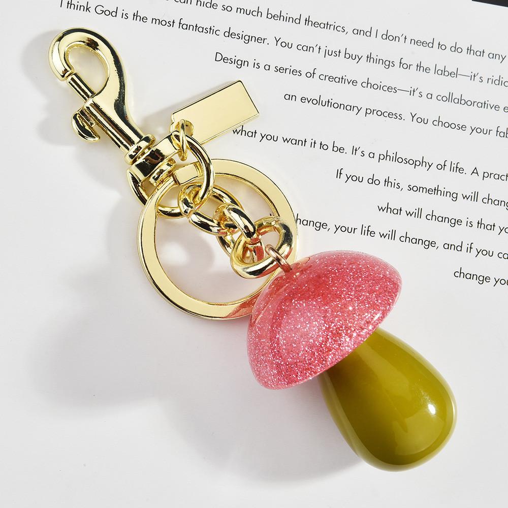Creative Mushroom Keychain For Bags And Keys With Resin Finish For Casual Use
