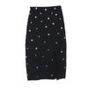S Family Spring/Summer Sequin Buckle One-Shoulder Knitted Camisole & Black Midi Skirt Set for Women