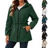 Wasserdichte Regenjacke für Damen mit Kapuze, Windjacke, Leichte, Wasserabweisende Jacke mit Taschen, Verstellbare Taille für Outdoor-Aktivitäten