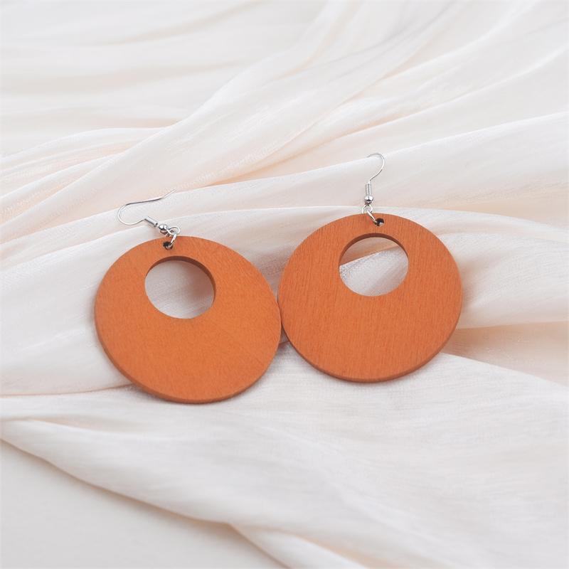 

Большие полые круглые деревянные серьги-подвески для женщин, преувеличенные простые геометрические украшения, подарок Brincos