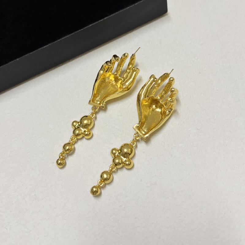 Vintage Creative Hand Shape Dangle Earrings For Women Fashion Gothic Jewelry Crystal Tassel Pendant Earrings Accessory Gift