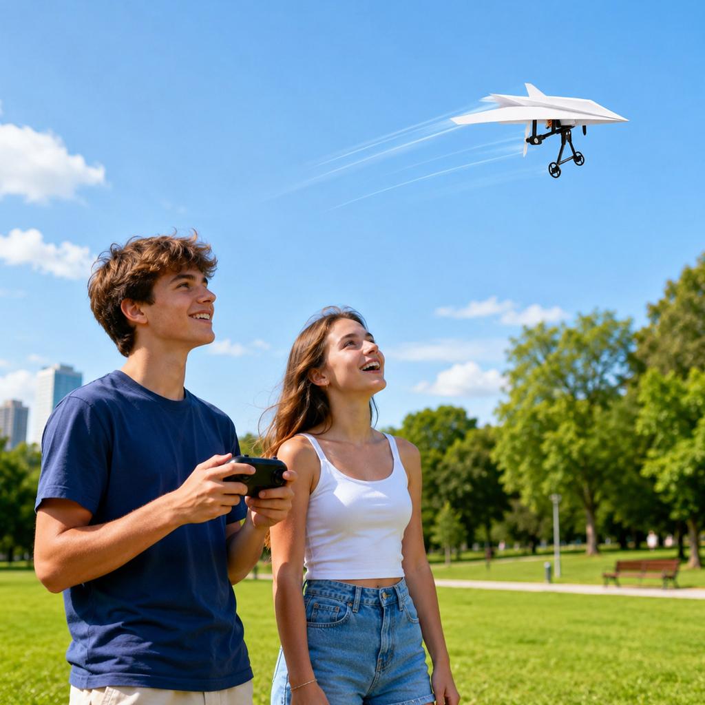 Remote Control Airplane Kit with Propellers - DIY Outdoor Glider Toy Gift for Boys Kids, Includes Charging Cable (Color May Vary)