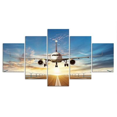 5 Stück Reise Flugzeug Landebahn Dekor Bilder Leinwand Wandposter HD Druck 5 Paneel Raumdekor Kunst Ungerahmt Modern 5 Teile