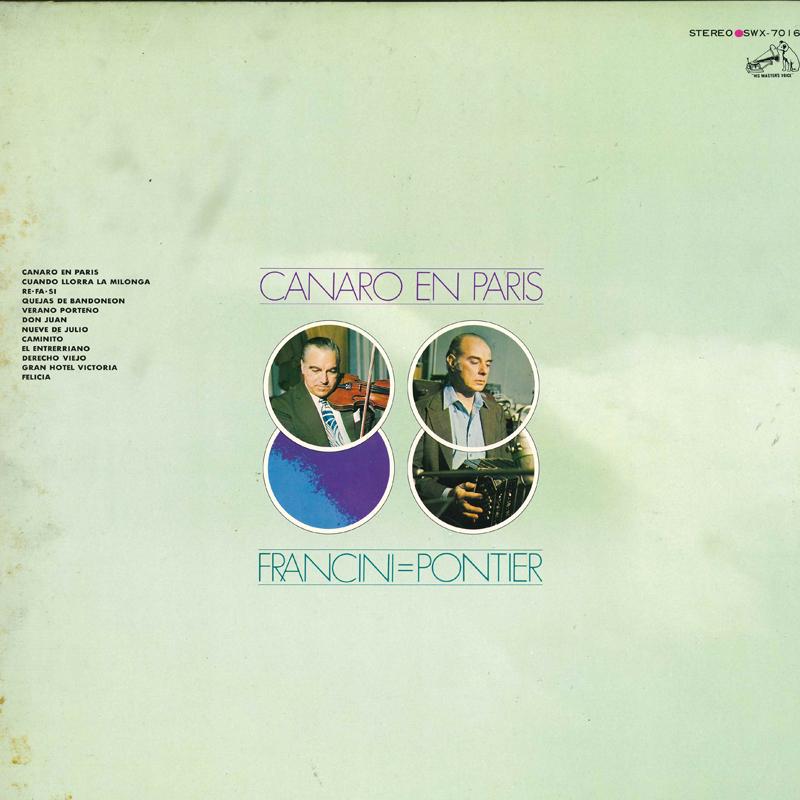 

LP Record FRANCINI PONTIER - Canaro En Paris SWX7016 VICTOR 1973 Japan Classical Used