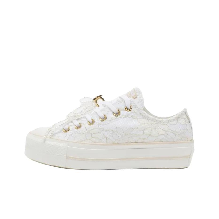 Converse Chuck Taylor All Star Lift Platform Low Perle Scarpe da Ginnastica da Donna Bianco Duna Chiaro Bianco Vintage A15197C