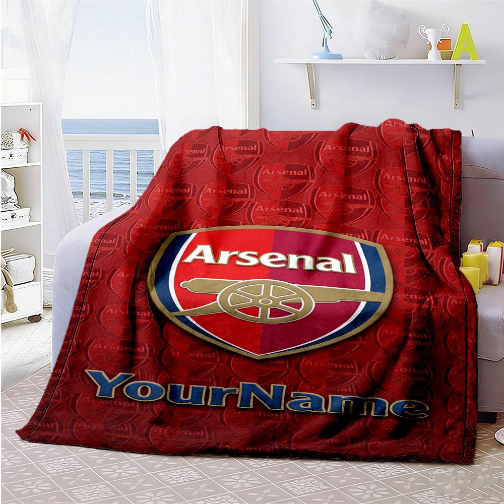 Arsenal Personalized Text Blanket Gift Customizable Blanket Warmthful Decor Perfect for Couch Bedding Seaside Chair Four Seasons Multipurpose