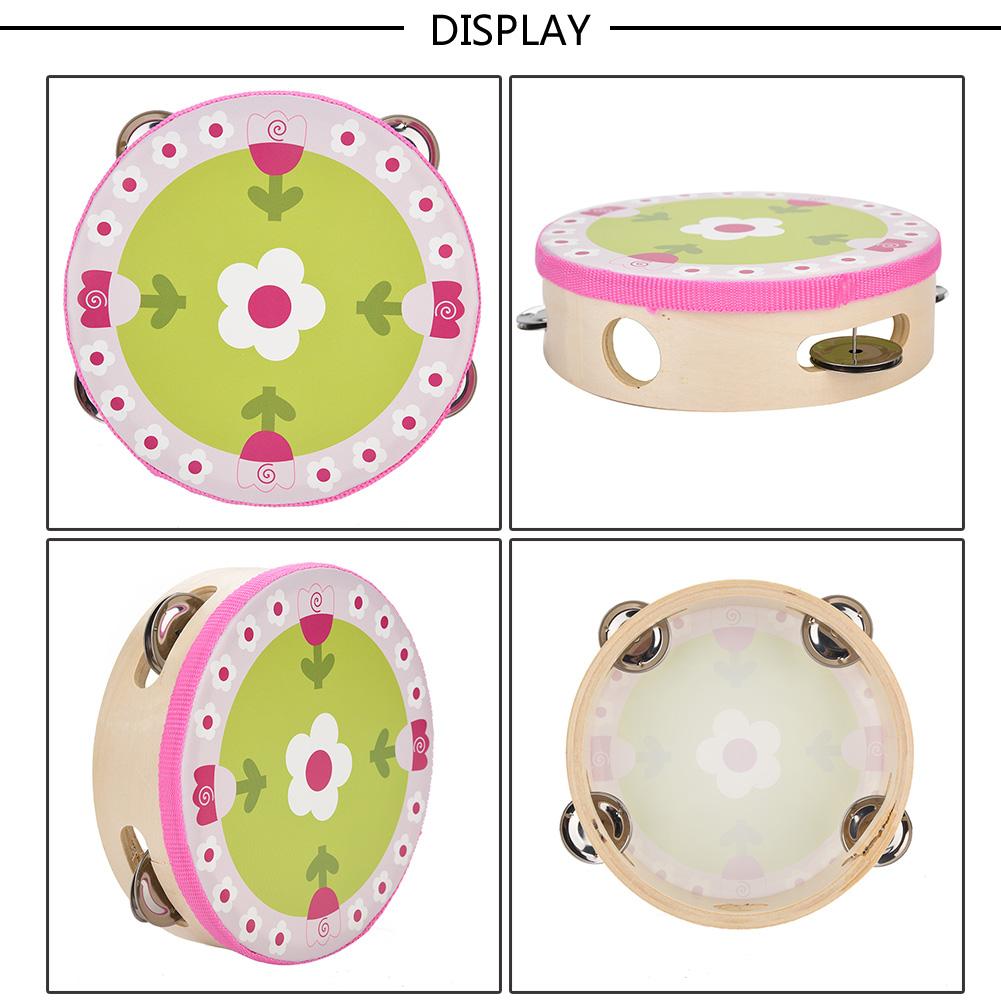 15cm Wooden Handheld Tambourine Hand Drum Bell Musical Percussion Instrument Toy Gift(3#)