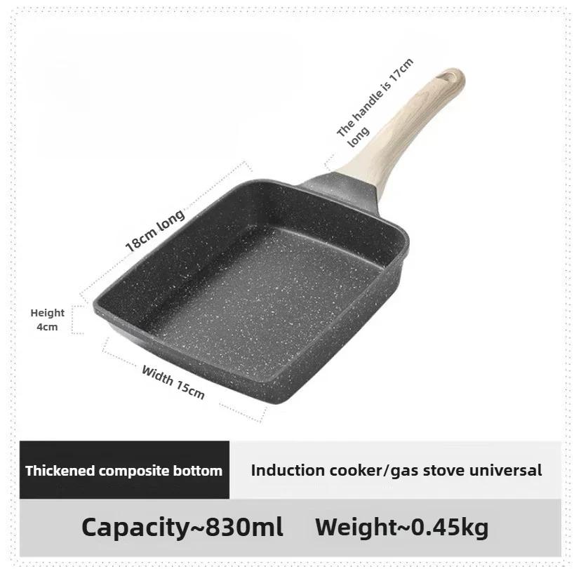 Breakfast Omelette Frying Pan Square Medical Stone Frying Pan Gas Stove Mini Pot Pancake Steak Frying Pan Silicone Spatulas