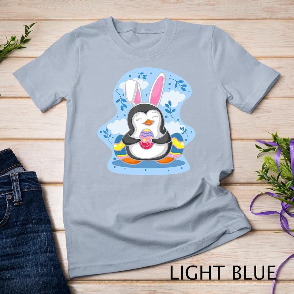 Easter Penguin Holding Egg Cute Bunny Ears Penguin Lover T-Shirt Unisex T-shirt 6 S