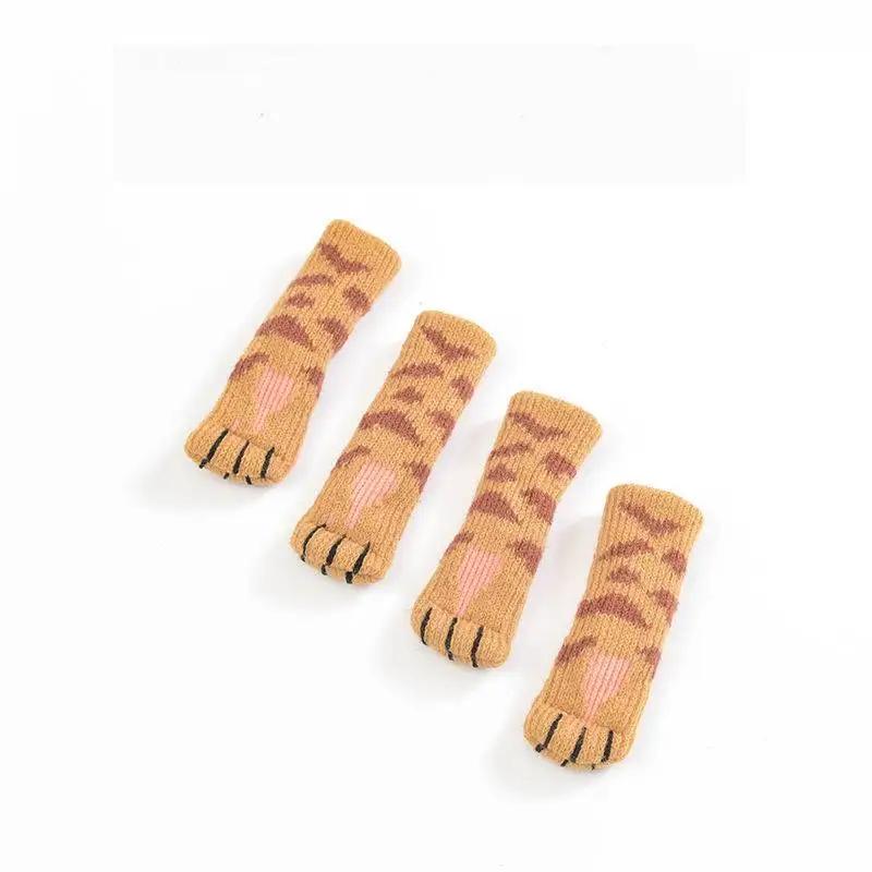 24 buc Șosete Tricotate Drăguțe cu Lăbuță de Pisică pentru Mobilier, Antiderapante, Huse pentru Picioarele Scaunelor, Protecții pentru Podea, Botosei pentru Picioarele Mesei, Tampoane, Potrivire Pătrată Rotundă