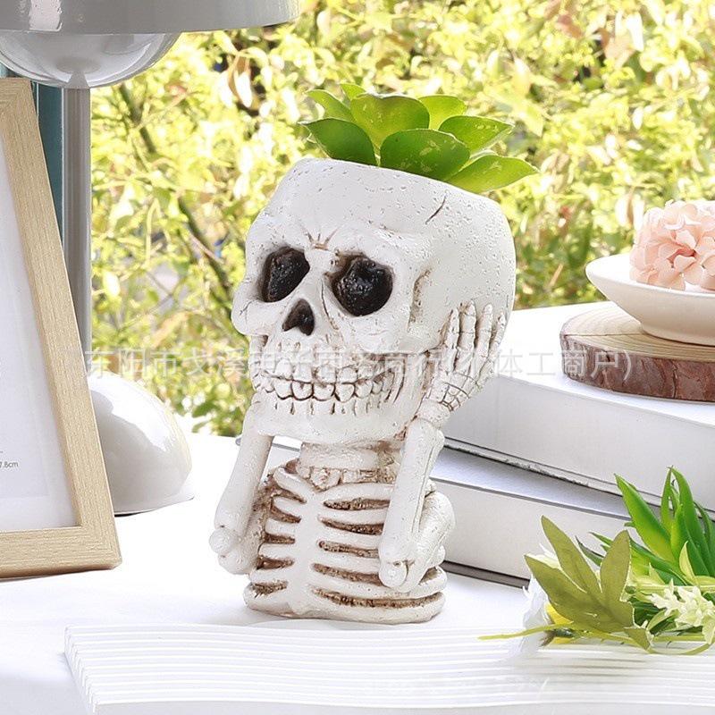 Bedårande sittande stor mage blomkruka skulptur för trädgård eller gräsmatta