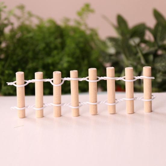 Mini Fairy Garden Fence 3.5x1.2" Miniature Wooden Decorative Picket Fence Building Model for Micro Landscape Dollhouse Accessories