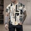 Men Plus Size Geometric Printed Round Neck Short Sleeve T Shirt