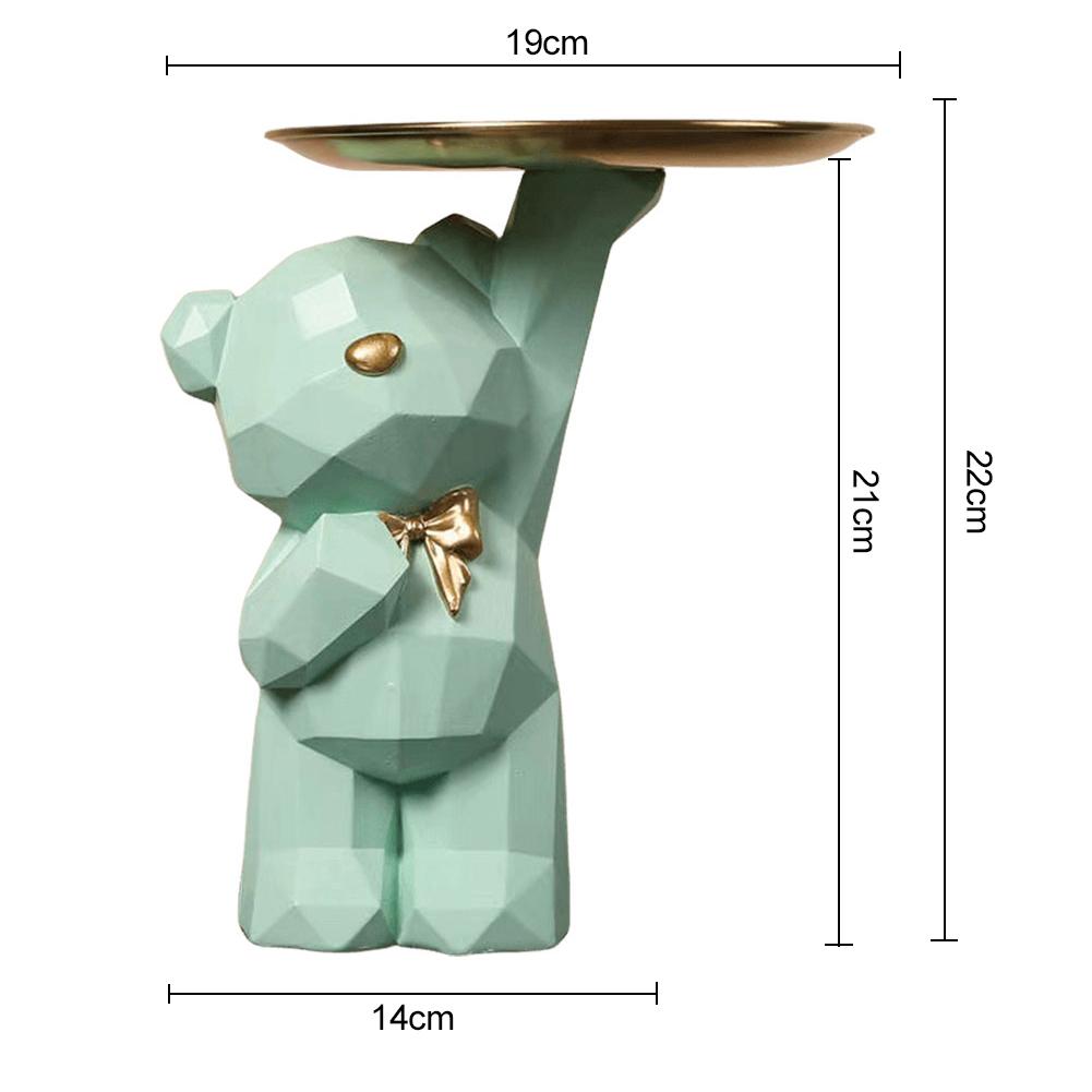 Resin Geometric Bear Storage Tray Lovely Nordic Bear Sculptures Keys Jewelry Lipstick Holder Home Table Statue Decorations