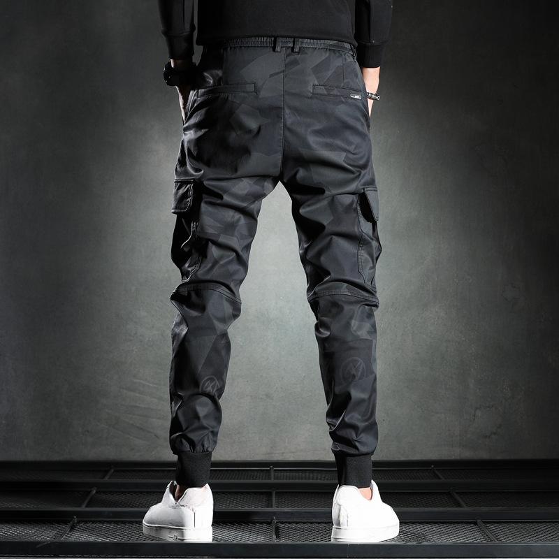 Spring and Autumn Men's Overalls Casual Pants Men's Slim Korean Elastic Waist  Drawstring Trousers