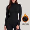 Women's Fleece Lined Turtleneck Top, Slim Fit Long Sleeve Thermal Shirt, Warm Black Winter Base Layer