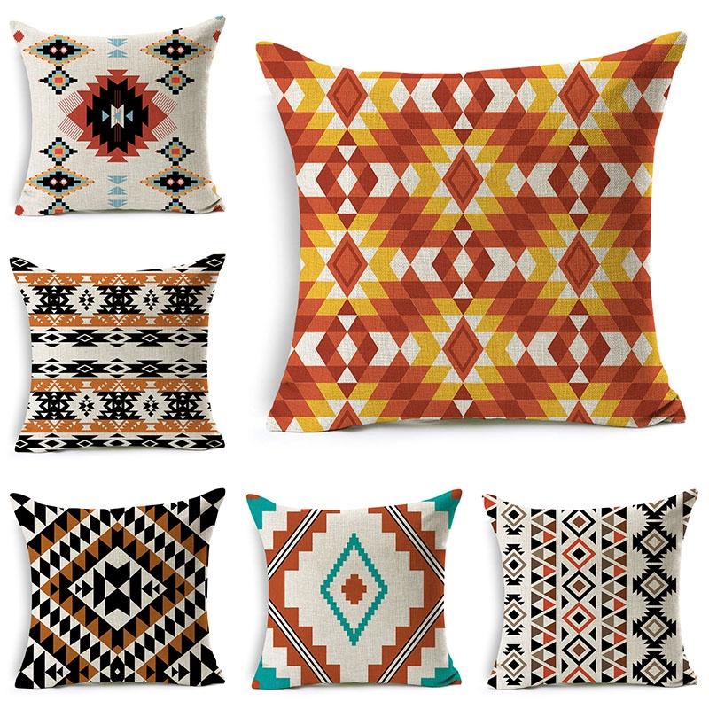 Super Soft Ethnic Throw Pillow Cover With Geometric Pattern For Stylish Home Decor