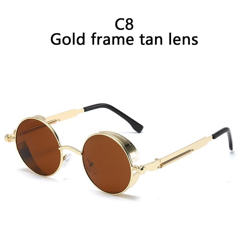 Gothic Steampunk Sunglasses Men Women Vintage Round Metal Frame Punk Style UV400 Sun Glasses Designer Brand