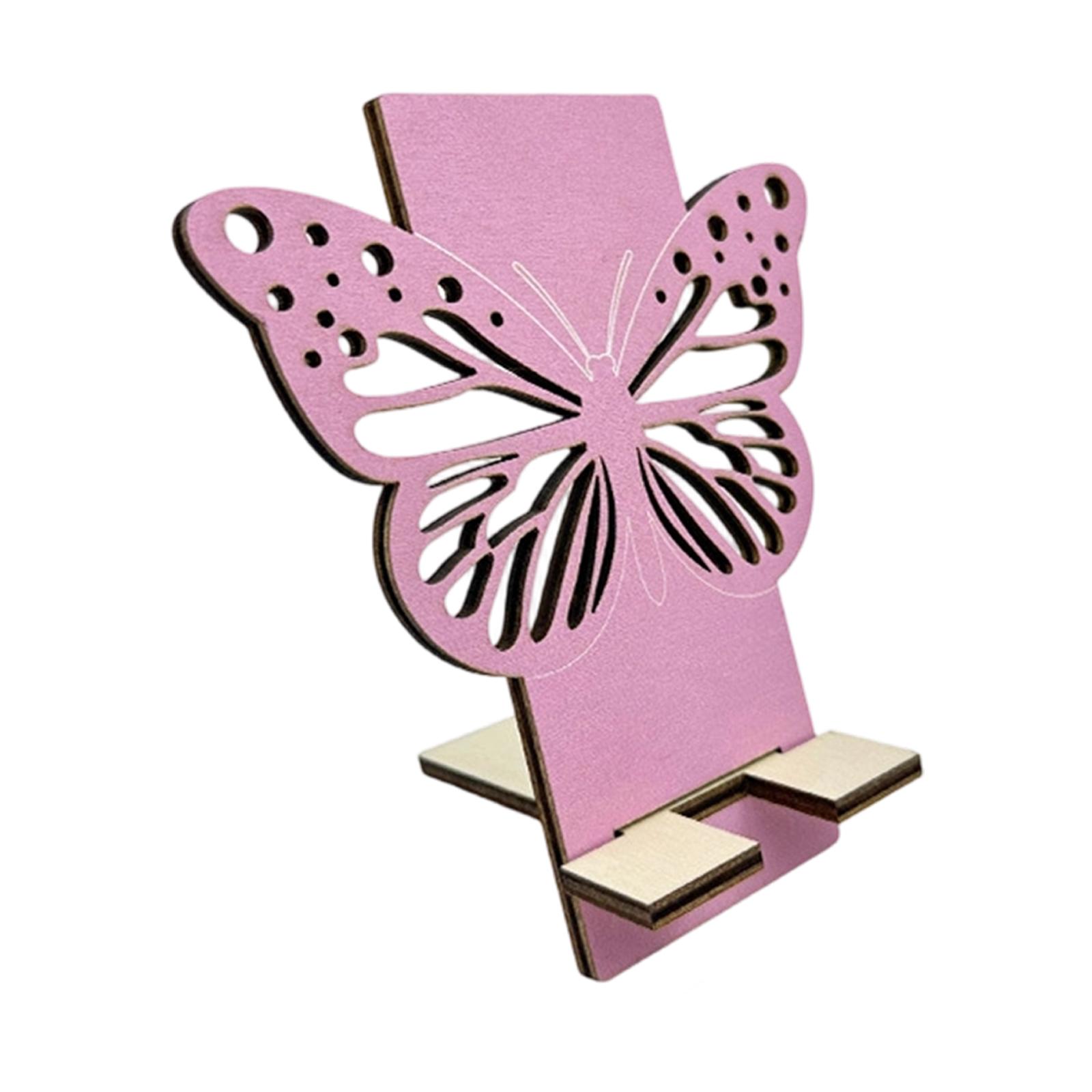 

Butterfly Hollowed Out Wooden Phone Holder, Portable Lazy Drama Support Stand One Size рожевий