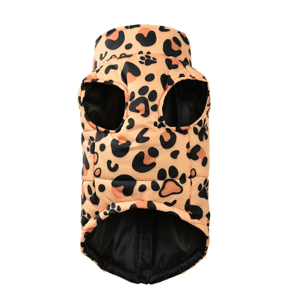 Dog Jacket Warm Winter Pet Clothes for Small Medium Dogs Cats Leopard Print Chihuahua Yorkie Vest Coat with D-ring Puppy Costume