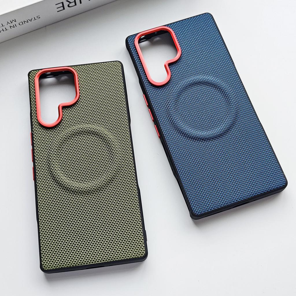 Luxury PU Woven Matte Anti-Slip Phone Case For Samsung Galaxy S26 S25 Edge Ultra Plus Drop Proof Magnetic Charging Protect Cover