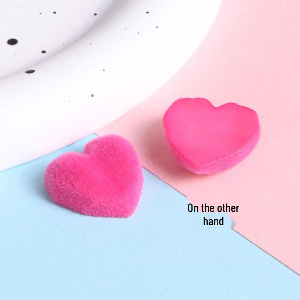 Korean Style 19mm Plush Heart Flocking Hair Clip, Phone Case, Crocs Accessories & Ornaments